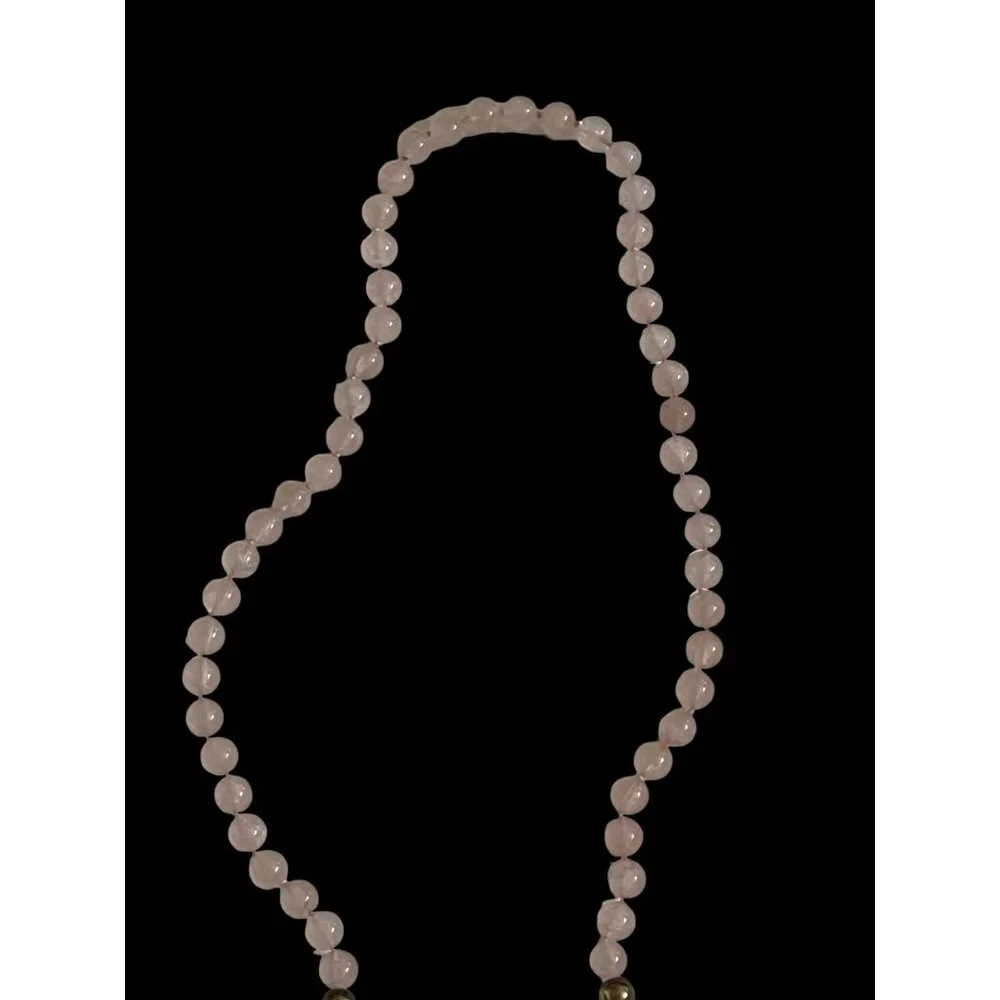 Vintage Rose Quartz Beaded Necklace w/Charms & Silver Accent Beads - Picture 15 of 16
